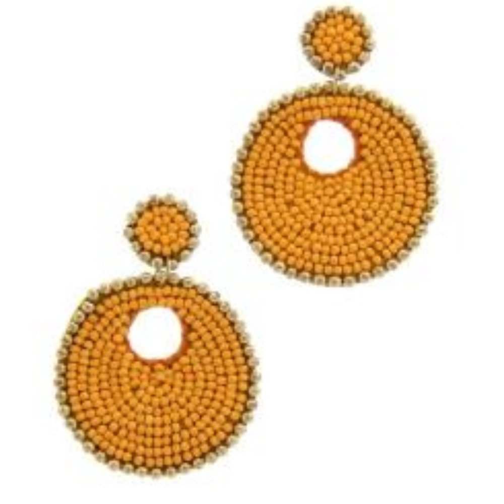 Golden Hour Hoop Beaded Earrings 🧡